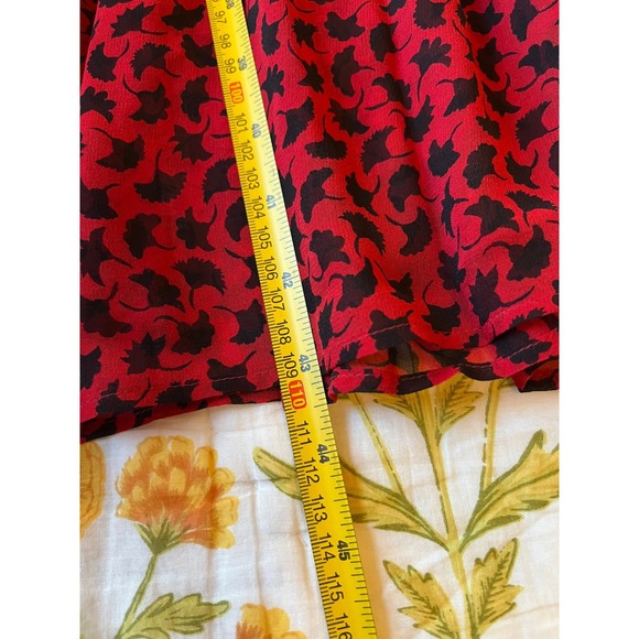 Shoshanna Eden Red Ginkgo Silk Chiffon Midi Dress - Picture 9 of 9